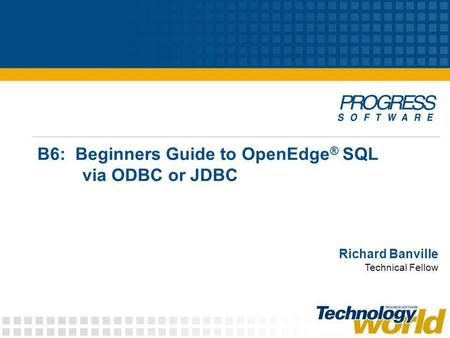 B6: Beginners Guide to OpenEdge® SQL via ODBC or JDBC