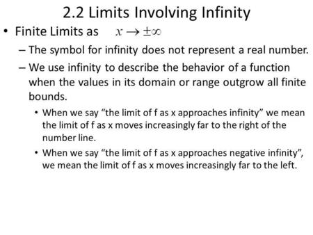 2.2 Limits Involving Infinity