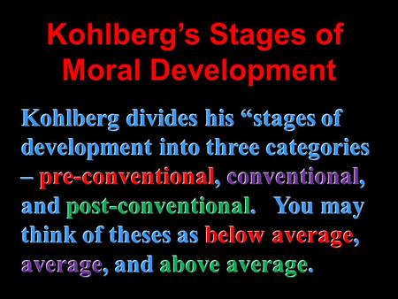 Kohlberg’s Stages of Moral Development