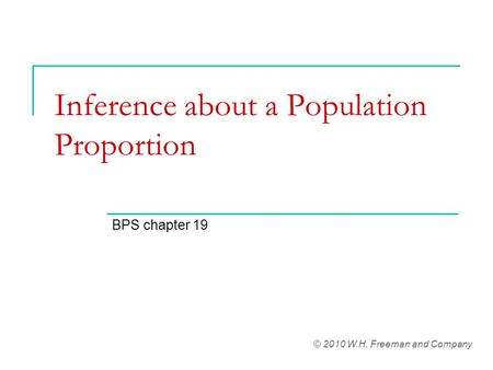 Inference about a Population Proportion