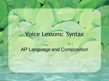 AP Language and Composition