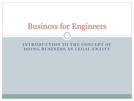 Business for Engineers