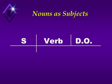 Nouns as Subjects S Verb D.O..