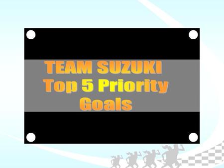 Top 5 Priority Goals 1.INCREASE SUZUKI SHAW VEHICLE SALES BY 88% INCREASE SUZUKI LIPA VEHICLE SALES BY 36% INCREASE SUZUKI LIPA VEHICLE SALES BY 36% OBJECTIVE.