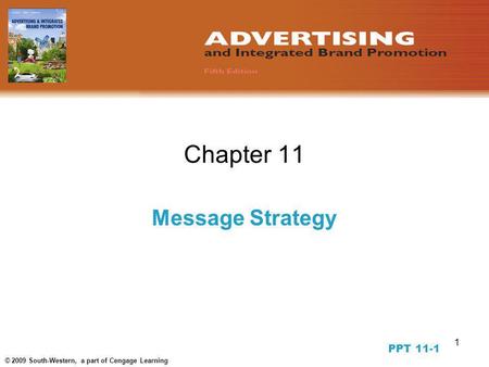 1 © 2009 South-Western, a part of Cengage Learning Chapter 11 Message Strategy PPT 11-1.