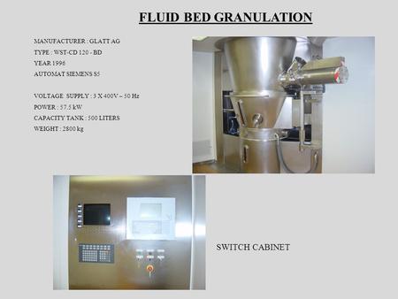 FLUID BED GRANULATION SWITCH CABINET MANUFACTURER : GLATT AG