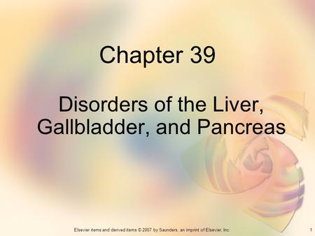 Disorders of the Liver, Gallbladder, and Pancreas