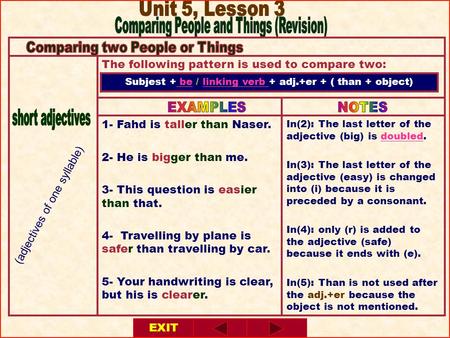 Comparing People and Things (Revision) Comparing two People or Things