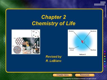 Chapter 2 Chemistry of Life