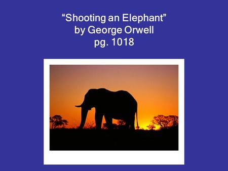 “Shooting an Elephant” by George Orwell pg. 1018