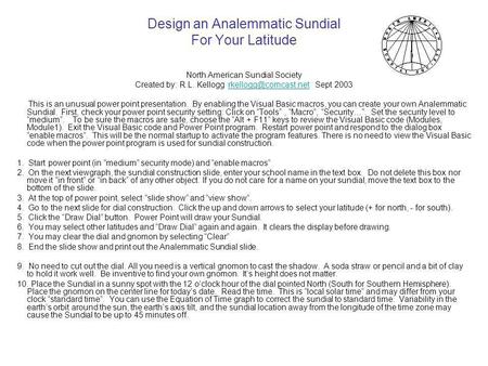 Design an Analemmatic Sundial For Your Latitude