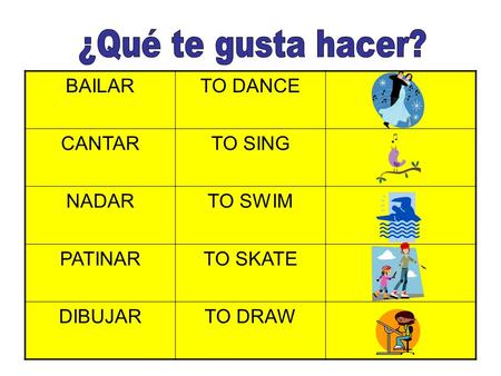 BAILARTO DANCE CANTARTO SING NADARTO SWIM PATINARTO SKATE DIBUJARTO DRAW.