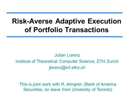 Risk-Averse Adaptive Execution of Portfolio Transactions