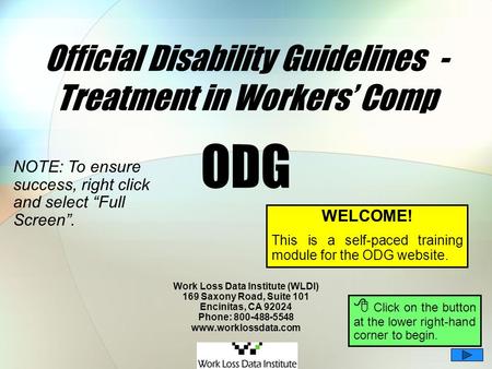 Official Disability Guidelines - Treatment in Workers’ Comp ODG