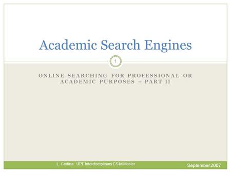 Academic Search Engines