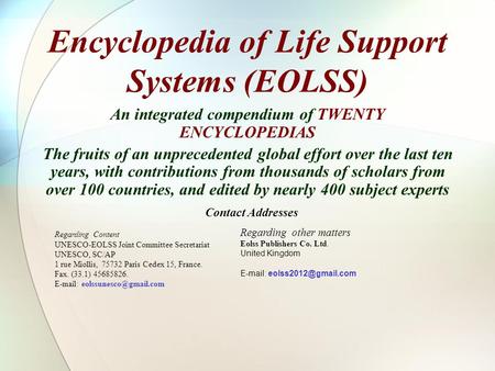 Encyclopedia of Life Support Systems (EOLSS)