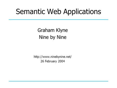 Semantic Web Applications