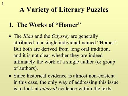 A Variety of Literary Puzzles