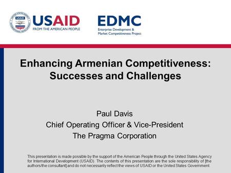 Enhancing Armenian Competitiveness: Successes and Challenges