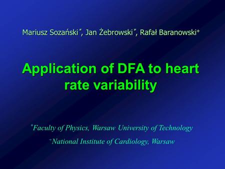 Application of DFA to heart rate variability