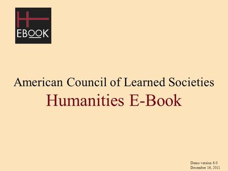 American Council of Learned Societies Humanities E-Book