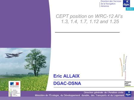Direction générale de lAviation civile Ministère de l'Écologie, du Développement durable, des Transports et du Logement Direction des Services de la Navigation.