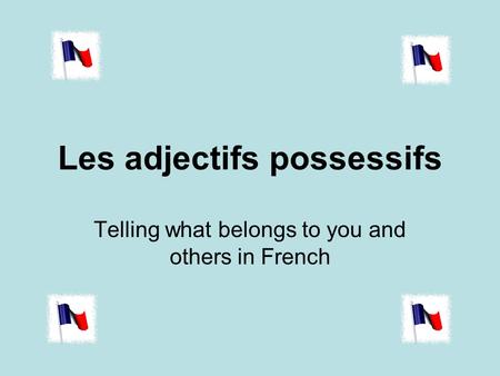 Les adjectifs possessifs