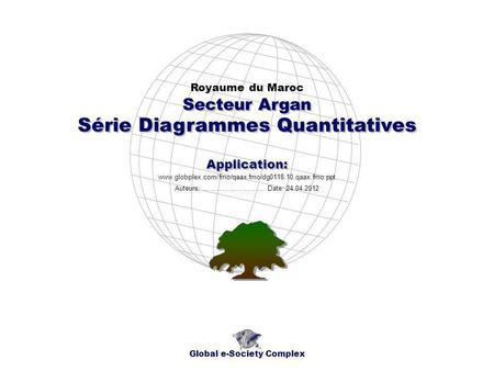 Série Diagrammes Quantitatives Royaume du Maroc Global e-Society Complex www.globplex.com/fmo/qaax.fmo/dg0118.10.qaax.fmo.ppt Secteur Argan Application: