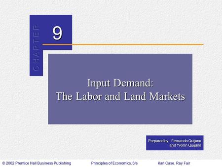 Input Demand: The Labor and Land Markets