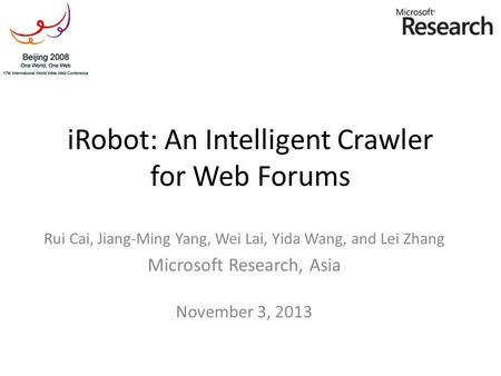 iRobot: An Intelligent Crawler for Web Forums