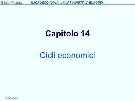 Burda, WyploszMACROECONOMIA: UNA PROSPETTIVA EUROPEA ©EGEA 2006 Capitolo 14 Cicli economici.