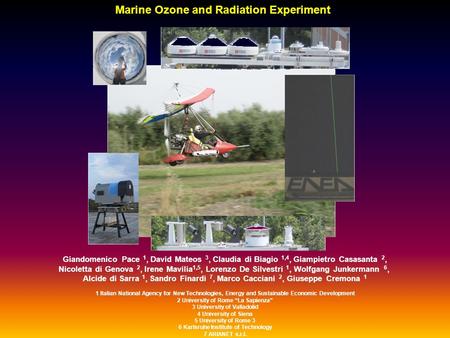 Marine Ozone and Radiation Experiment Giandomenico Pace 1, David Mateos 3, Claudia di Biagio 1,4, Giampietro Casasanta 2, Nicoletta di Genova 2, Irene.