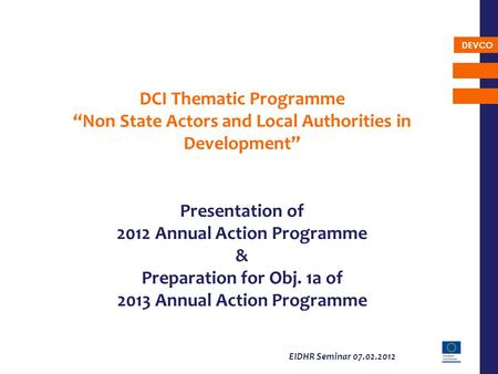 “Non State Actors and Local Authorities in Development”