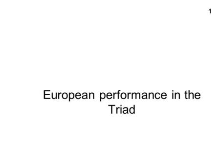 European performance in the Triad 1. GDP at 1995 market prices per capita (left scale in 1995 PPS, right scale EU/US ratio) SOURCE: European Competitiveness.