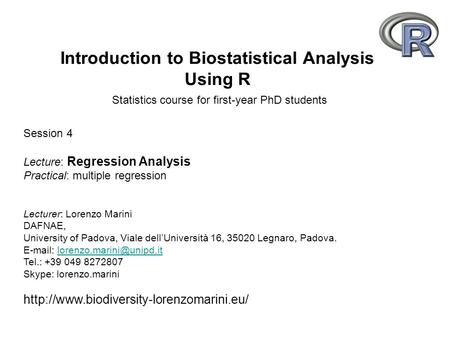 Session 4 Lecture: Regression Analysis Practical: multiple regression