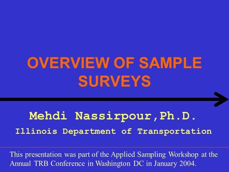 OVERVIEW OF SAMPLE SURVEYS