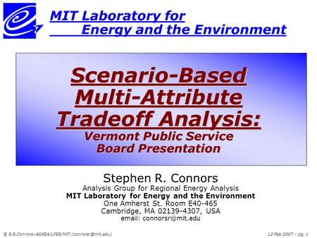 MIT Laboratory for 	Energy and the Environment