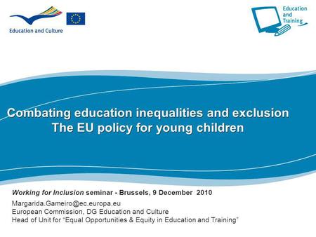 Working for Inclusion seminar - Brussels, 9 December  2010 