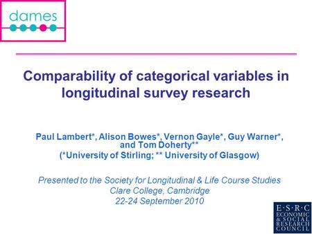 Comparability of categorical variables in longitudinal survey research