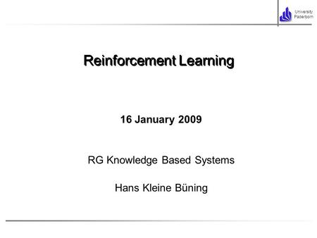 Reinforcement Learning