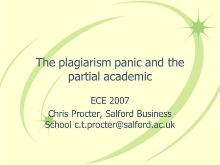 The plagiarism panic and the partial academic