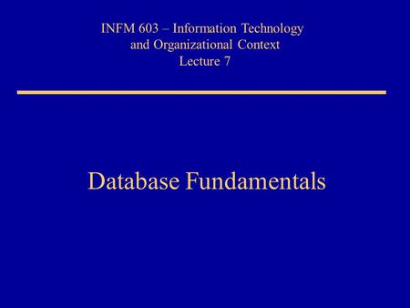 Database Fundamentals