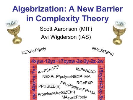 Algebrization: A New Barrier in Complexity Theory