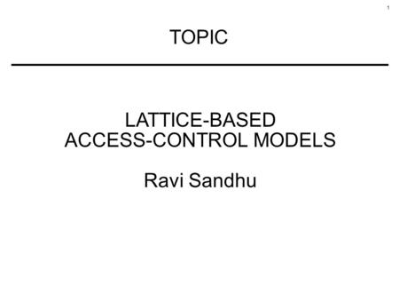 ACCESS-CONTROL MODELS