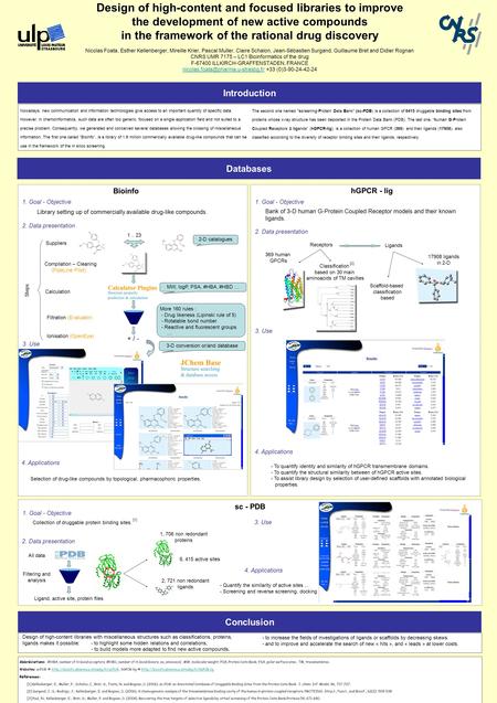 Design of high-content and focused libraries to improve the development of new active compounds in the framework of the rational drug discovery Design.