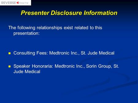 Presenter Disclosure Information