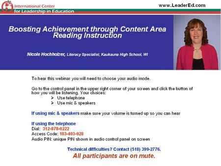 BOOSTING ACHIEVEMENT THROUGH CONTENT AREA READING INSTRUCTION Nicole Hochholzer Literacy Coordinator, Kaukauna High School Consultant, International.