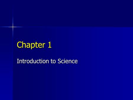 Introduction to Science