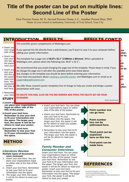 Title of the poster can be put on multiple lines: Second Line of the Poster First Persons Name, M. D., Second Persons Name, L.C., Another Person Here,