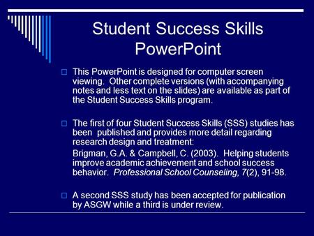 Student Success Skills PowerPoint